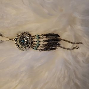 Long necklace turquoise pendant